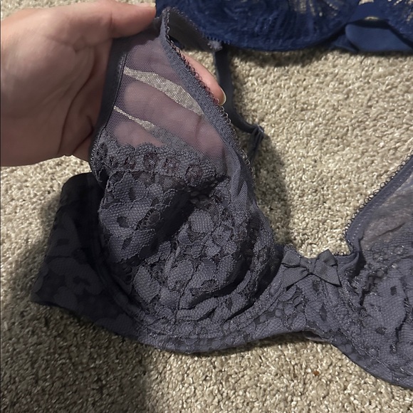 Victoria's Secret Navy and Gray Lace Bra Trio - Picture 4 of 8